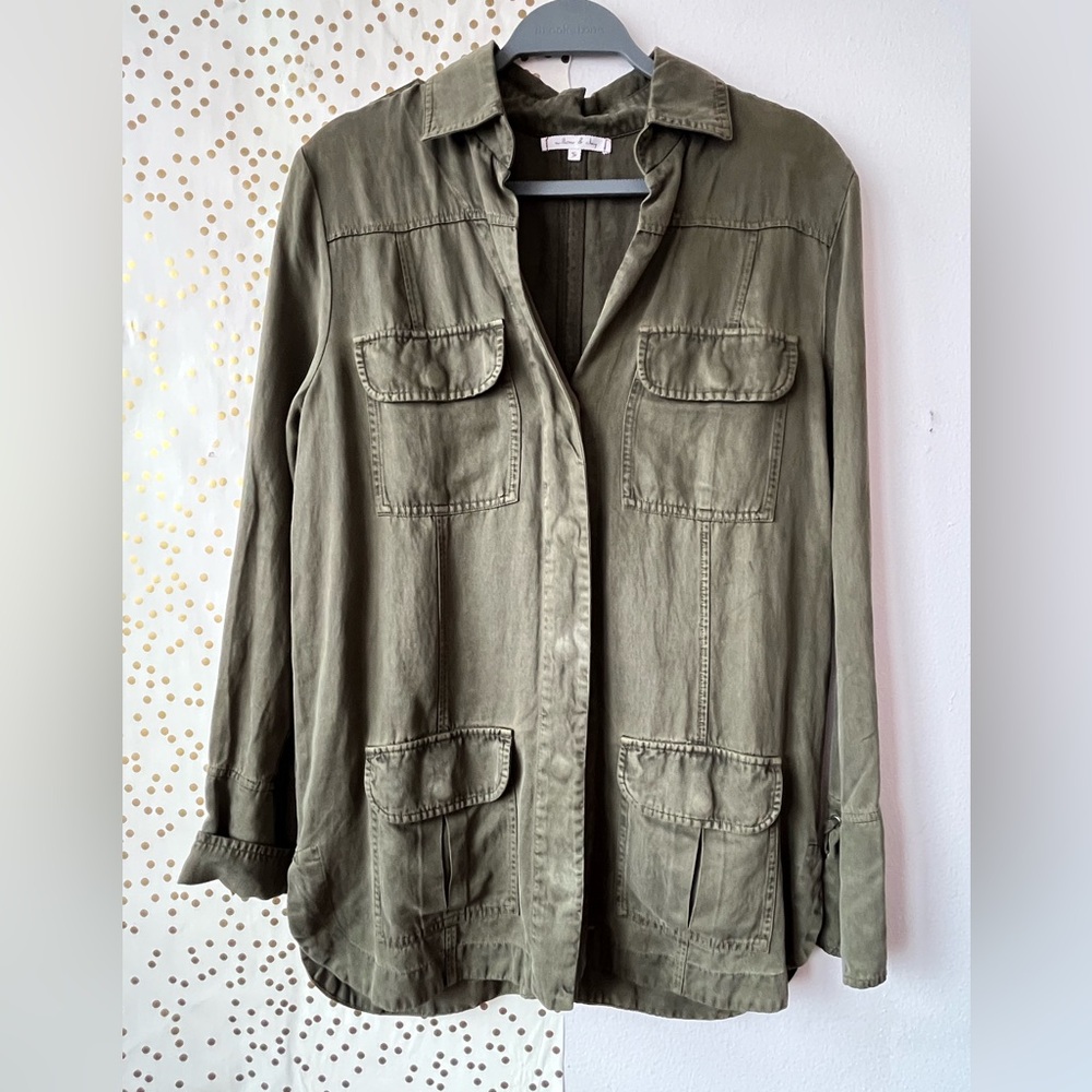 Willow & Clay Khaki Green Utility Snap Button Oversize Jacket size Small